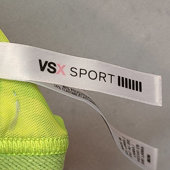 Victorias Secret Sports Bra Medium VSX Black Neon Yellow Racerback - Picture 5 of 8